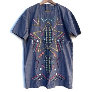 Little White Lies Festival Dress Chambray Embroidery Boho Size XS